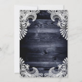 ブルー素朴ウッドホワイトレース結婚ズ 招待状 (裏面)