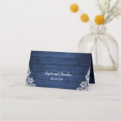 ブルー素朴ウッドメイソンジャイルライツレース結婚ズ プレイスカード (裏面)