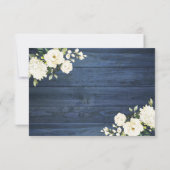 ブルー素朴ウッドレースホワイトフローラメイスンジャーRSVP 招待状 (裏面)