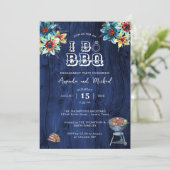 ブルー素朴ウッドI do BBQ婚約パーティ 招待状 (スタンド正面)