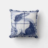 ブルー素朴オランダバニーラビットデダムヴィンテージタイル クッション (正面)