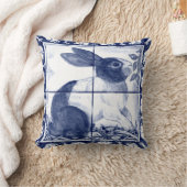 ブルー素朴オランダラビットデダムデルフトコテージコア クッション (ブランケット)