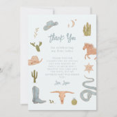 ブルー素朴カウボーイ誕生日パーティー サンキューカード (正面)