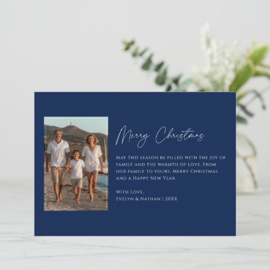 ブルー素朴クリスマスファミリーフォトビ航海のーシー シーズンカード (スタンド正面)