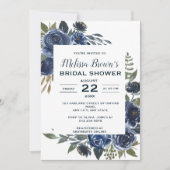 ブルー素朴グリーンユーカリフローラブライダルシャワー 招待状 (正面)