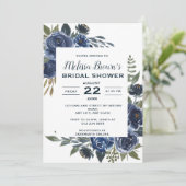 ブルー素朴グリーンユーカリフローラブライダルシャワー 招待状 (スタンド正面)