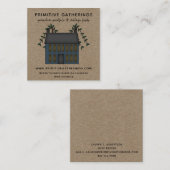 ブルー素朴サルトボ初期のックハウスカントリークラフト スクエア名刺 (正面/裏面)