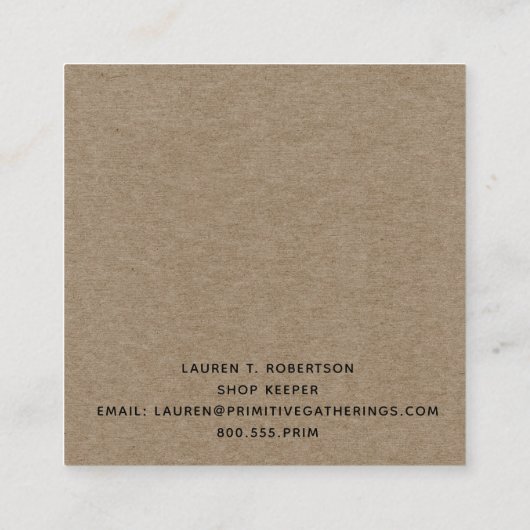 ブルー素朴サルトボ初期のックハウスカントリークラフト スクエア名刺 (裏面)