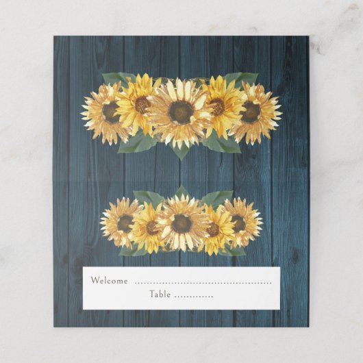 ブルー素朴サンフラワー披露宴座席表 プレイスカード (外部開封)