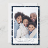 ブルー素朴スエレガントスノーフレークスホリデーフォト シーズンカード (正面)