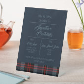 ブルー素朴スコティットタータンチェック結婚ズ 台座サイン (インサイチュ)