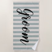 ブルー素朴ストライプホテル ビーチタオル (正面)