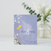 ブルー素朴ズ結婚食事の選択RSVPカード 出欠カード (スタンド正面)