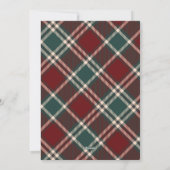 ブルー素朴タータンチェックウッドメリークリスマスフォト シーズンカード (裏面)