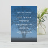 ブルー素朴ツリーオブライフバー(ユダヤ教の)バル・ミツバー招待状 招待状 (スタンド正面)