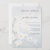 ブルー素朴デイジーの淡い色のフィー結婚ルド 招待状 (正面)
