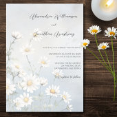 ブルー素朴デイジーの淡い色のフィー結婚ルド 招待状