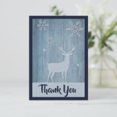 ブルー素朴トナカイ国クリスマスありがとう サンキューカード (スタンド正面)