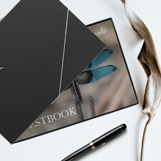 ブルー素朴ドラゴン結婚フライのゲストブック ゲストブック