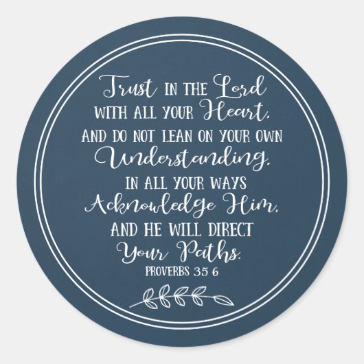 ブルー素朴バイブル聖句クリスチャンタイポグラフィ ラウンドシール (正面)