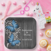 ブルー素朴バタフライウェディングシャワー紙プレート ペーパープレート (パーティー)