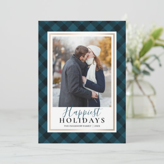 ブルー素朴バッファロープライド最も幸せな休日の写真 シーズンカード (スタンド正面)