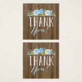 ブルー素朴バラウッドサンキューミニスクエア (正面&裏面)