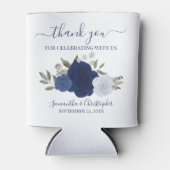 ブルー素朴バラエレガントな結婚式ありがとう 缶クーラー (正面)