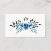 ブルー素朴バラモノグラムサロン 名刺 (正面)