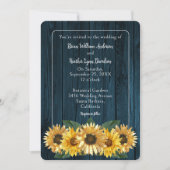 ブルー素朴ヒマワリ結婚式招待状 招待状 (正面)