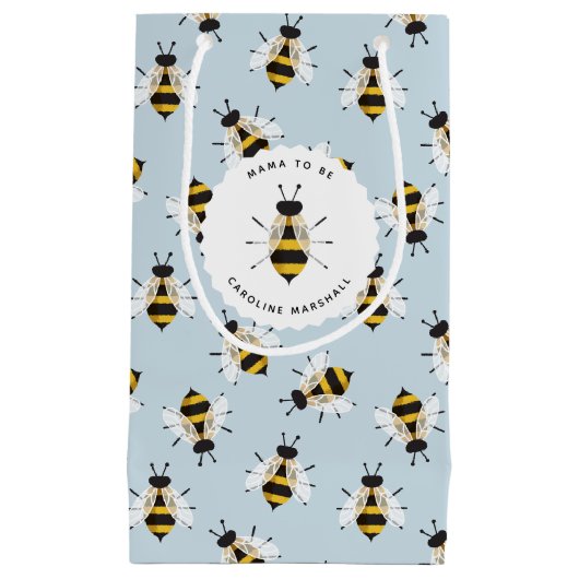 ブルー素朴ビーカスタマイズ図解入りの、写真付きの抱き枕 スモールペーパーバッグ (正面)