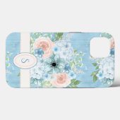 ブルー素朴ピンクグリーンフローラみすぼらしいシック Case-Mate iPhoneケース (裏面 (横))