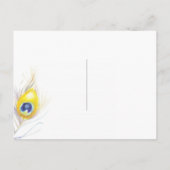 ブルー素朴ピーコック結婚式の日付を保存 案内ポストカード (裏面)