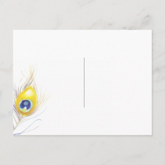 ブルー素朴ピーコック結婚式の日付を保存 案内ポストカード (裏面)