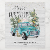 ブルー素朴ファームハウストラックワインラベル ワインラベル (シングルラベル)