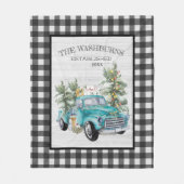 ブルー素朴ファームハウストラック |ファミリ名ブランケット フリースブランケット (正面)