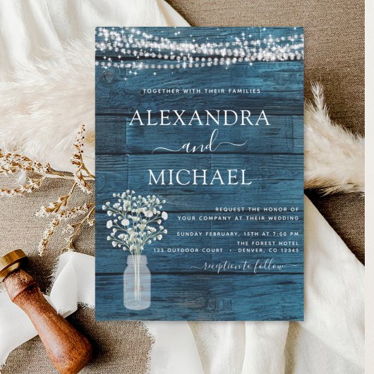 ブルー素朴ファームハウスベビーズブレスジャー結婚ズ