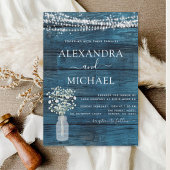 ブルー素朴ファームハウスベビーズブレスジャー結婚ズ 招待状