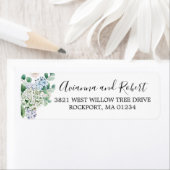 ブルー素朴フローラアジサイ差出人住所 ラベル (インサイチュ)