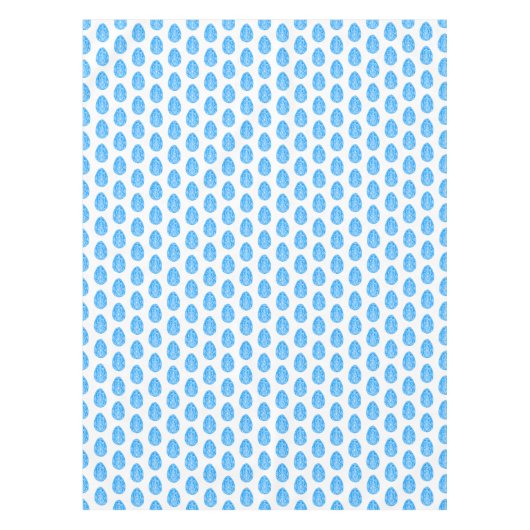 ブルー素朴フローライースターエッグLinocut テーブルクロス (正面)