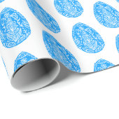 ブルー素朴フローライースターエッグLinocut ラッピングペーパー (ロールコーナー)