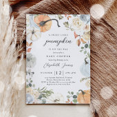 ブルー素朴フローラカボチャ男の子ベイビーシャワー 招待状