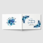 ブルー素朴フローラカントリーバ結婚ンズ ゲストブック (全面)