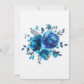 ブルー素朴フローラカントリー結婚バーズカード 招待状 (裏面)