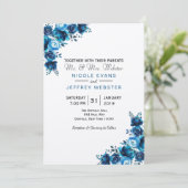 ブルー素朴フローラカントリー結婚バーズカード 招待状 (スタンド正面)