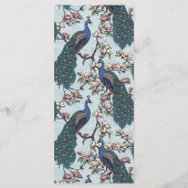 ブルー素朴フローラピーコックバードズ結婚メニュー メニュー (裏面)