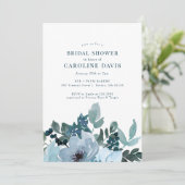 ブルー素朴フローラプレイドブライダルシャワー招待 (スタンド正面)