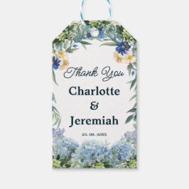 ブルー素朴フローラリースグリーナリー結婚式の引き出物T ギフトタグ