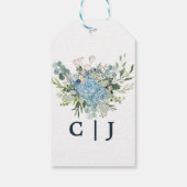 ブルー素朴フローラリースグリーナリー結婚式の引き出物T ギフトタグ (裏面)