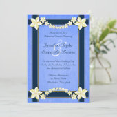ブルー素朴フローラ結婚リハーサルディナー招待状 招待状 (スタンド正面)